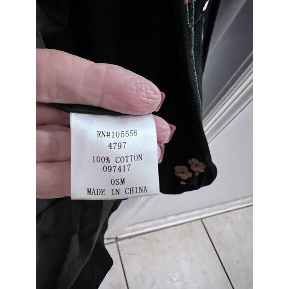 Time For Me Black Floral Embroidered Denim Button Up Coat S - Picture 6 of 7